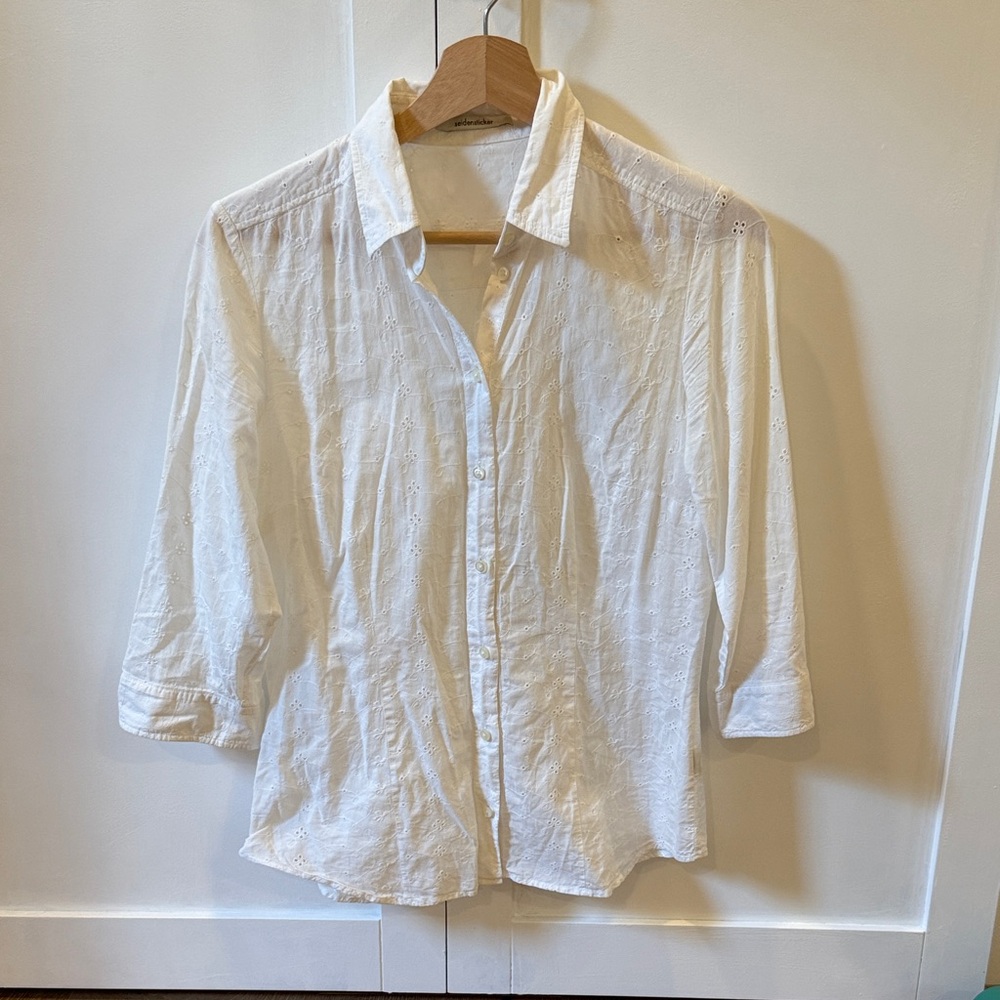 Elegant White Lace Button-Down Shirt for Women